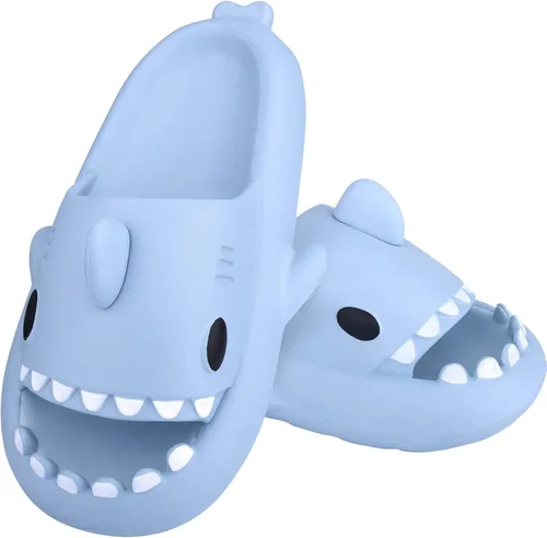 Vista 5 de ZICKYO Sandalias unisex con diseño de tiburón para mujer hombre diseño de tiburón de dibujos animados esponjosas informales para playa piscina ducha