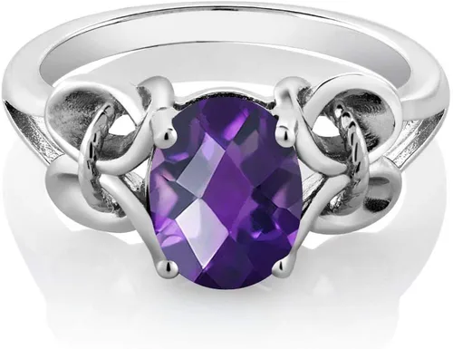 Vista 90 de Gem Stone King Anillo de compromiso ovalado con piedra natal para mujer, plata de ley 925, ovalado de 0.354 x 0.276 in, anillo de compromiso