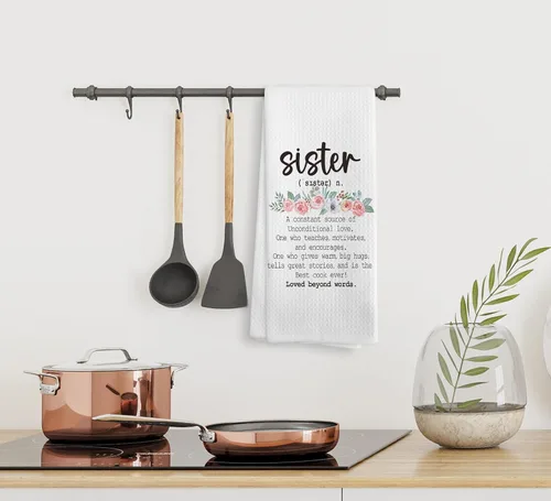 Vista 5 de Regalos para Hermanas Toallas de Cocina y Paños de Cocina, Las Mejores Toallas de Mano para Hermanas Paños de Cocina para Baño y Cocina, 16x24