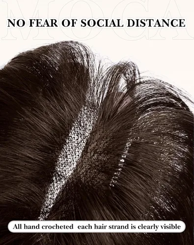Vista 3 de Toppers de cabello humano real para mujer – 3603D cubierta con clip en flequillo para uso diario (marrón oscuro)