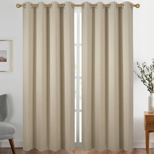 Vista 82 de Diraysid Cortinas opacas beige con ojales para dormitorio, con aislamiento térmico, cortinas de oscurecimiento de habitación, 38 x 54 pulgadas, 2