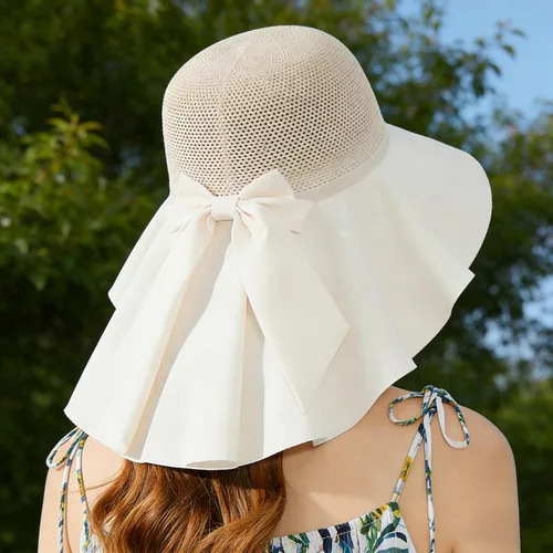 Vista 4 de Sombrero de malla de verano con protección UV, sombrero de ala ancha para mujer, transpirable, sombrero de pesca con solapa para el cuello