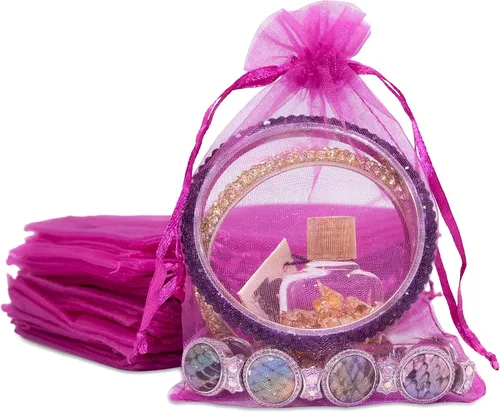Vista 24 de TheDisplayGuys - Paquete de 48 bolsas de regalo de organza transparente negra de 2 x 2-3/4 pulgadas con cordón, bolsas de regalo para joyas, bolsas