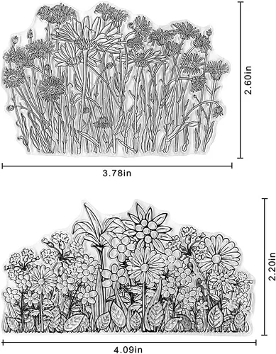 Vista 2 de Sellos transparentes de fondo de flores y hojas para hacer tarjetas, manualidades de papel, plantas, girasol, rama de flores de silicona