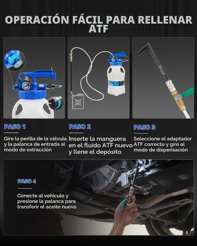 Vista 3 de OMT - Juego de evacuador de líquido al vacío y relleno de 1.6 galones con 15 adaptadores ATF