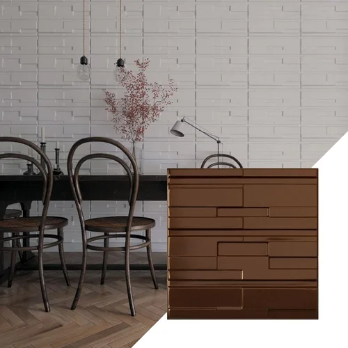 Vista 32 de Ekena Millwork 19 5/8 pulgadas de ancho x 19 5/8 pulgadas de alto, ladrillo desplazado EnduraWall decorativo 3D, cobre envejecido