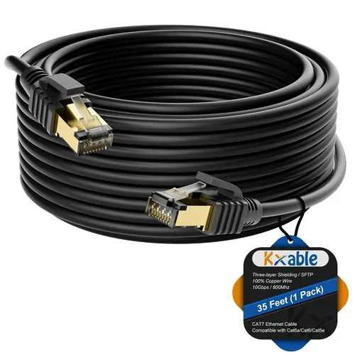 Vista 10 de Kxable Cable Ethernet Cat 7 de 1 pie, cable de Internet de alta velocidad Cat7, cable de red LAN RJ45 CAT7, triple blindaje SFTP de 10 Gbps 600 Mhz