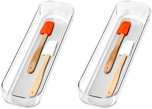 Vista 8 de madesmart Organizador de almacenamiento mediano transparente, forro de agarre suave de alta calidad, base antideslizante, para utensilios de cocina