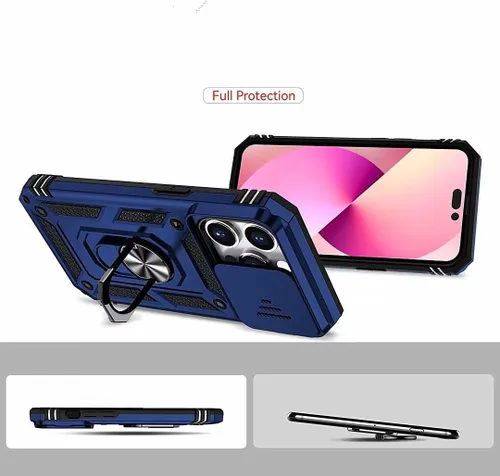 Vista 7 de Funda para Xiaomi Poco X3 NFC, protección de soporte de coche de grado militar [soporte integrado] Soporte de anillo de metal magnético resistente