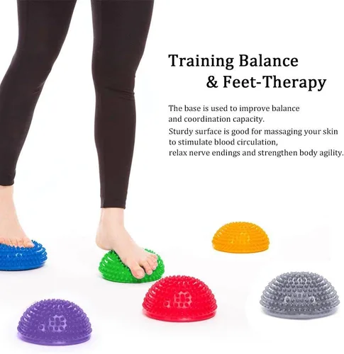 Vista 6 de VGEBY1 Bola Durian Semicircular de PVC Bolas de Yoga Inflables Punto de Masaje Fitball Ejercicios Entrenador Fitness Balance Bola (azul)