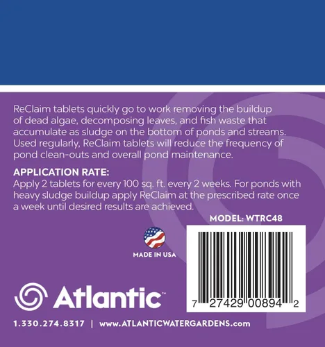 Vista 3 de Atlantic Water Gardens Reclaim WTRC48 - Removedor de lodos natural, tabletas de 48-1/2 oz