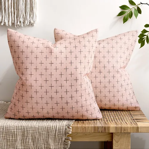 Vista 38 de MIULEE - Juego de 2 fundas de almohada decorativas de lino de arpillera, modernas, estilo campestre, rústicas, tejidas, con textura, para sofá, Gris