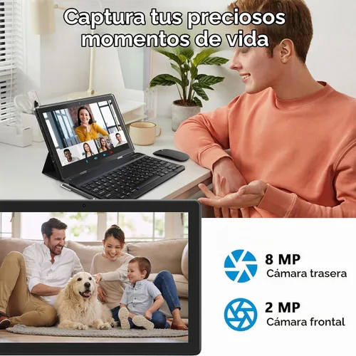 Vista 6 de Tableta Android 2 en 1 12 GB RAM+64 GB ROM Tablets 10 pulgadas Android 15 Tablet Set, tabletas con funda de teclado ratón Stylus, 10.1 IN HD