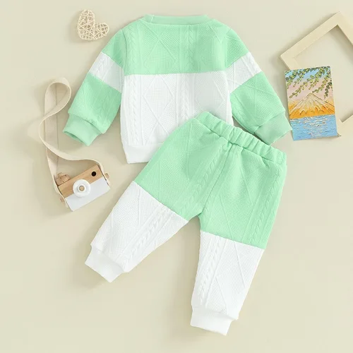 Vista 4 de MERSARIPHY Ropa de bebé para bebé, sudadera de punto para bebé, suéter de punto, pantalones largos, ropa de otoño e invierno