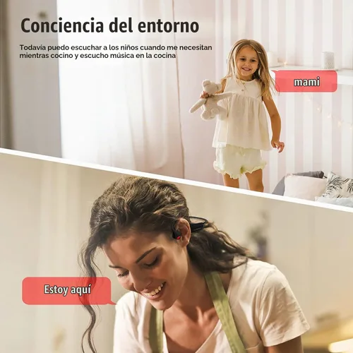 Vista 8 de Auriculares de Conducción Ósea Bluetooth, Audífonos Inalámbricos de Oreja Abierta con Micrófonos, Titanio Ligero Resistente al Sudor, Auriculares