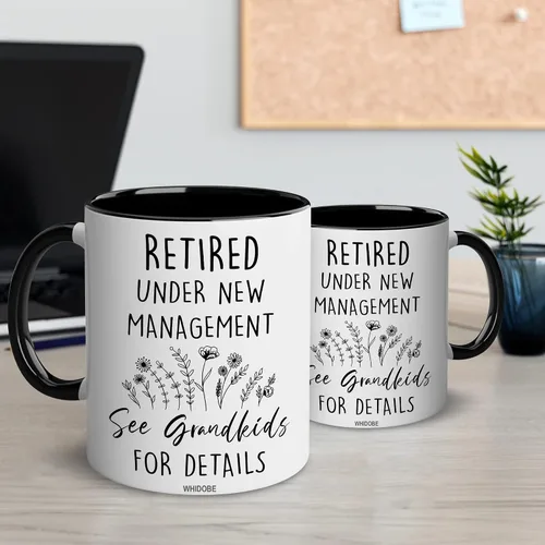 Vista 2 de WHIDOBE Regalos de jubilación para mujeres, regalos de jubilación para abuela, mujer, mamá, compañera de trabajo, taza jubilada bajo nueva gestión