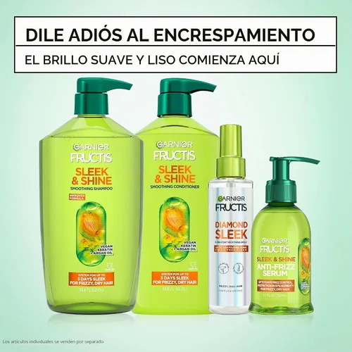 Vista 6 de Garnier Fructis Sleek & Shine Champú, cabello encrespado, seco, inmanejable, 22 onzas líquidas (el embalaje puede variar)
