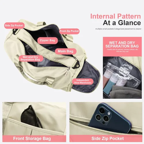 Vista 9 de ZGWJ Bolsa de viaje con relleno de hombro, impermeable, para mujeres y hombres, para natación, deportes, viajes, gimnasio, bolsa plegable