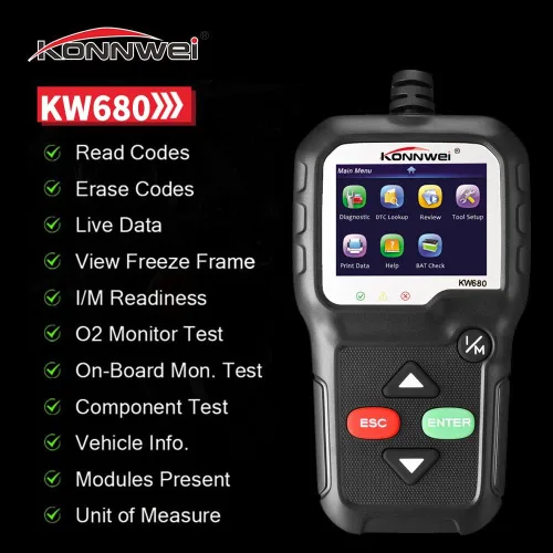 Vista 5 de KONNWEI Herramienta de diagnóstico OBD2 lector de código de coche KW680 Herramienta de escaneo de luz de control mejorado OBD II escáner