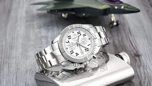 Vista 6 de Megir Reloj de pulsera analógico de acero inoxidable con cronógrafo de cuarzo para hombre