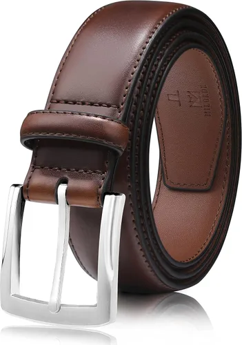 Vista 15 de MILORDE Cinturón de vestir de cuero genuino para hombre, hecho a mano, 100% cuero de vaca, diseños clásicos y modernos para trabajo, negocios y uso