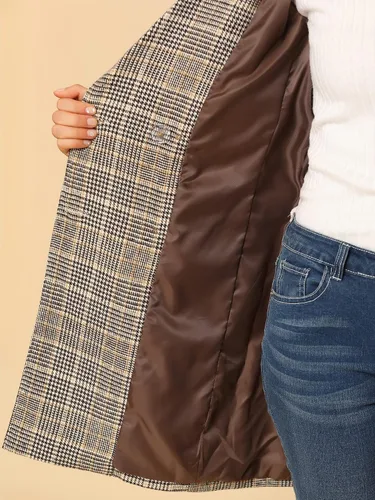 Vista 6 de Allegra K Gabardina de doble botonadura con solapa y muesca para mujer
