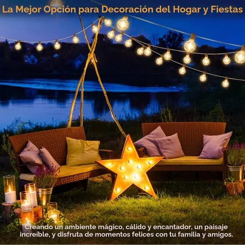 Vista 5 de Mlambert - Cadena de luces para exteriores de 50 pies, luces de globo G40 para patio con 25+2 bombillas LED impermeables y a prueba de roturas