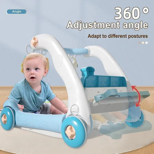 Vista 12 de Caterbee 2 en 1 Baby Piano Play Mat & Standing Toy con música y luz (azul)