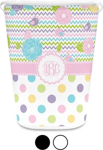Vista 4 de Cesta de basura para niña femenina - de una cara (blanco) (personalizado)