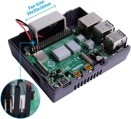 Vista 7 de GeeekPi Funda para Raspberry Pi 4, Pi 4 con ventilador de refrigeración y disipador de calor Pi 4, funda retro Gaming Game4Pi para Raspberry Pi 4