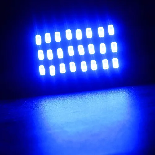 Vista 6 de YM E-Bright Paquete de 6 bombillas LED azules 5730 24SMD para cajuela de coche, luz de cúpula para cajuela de coche, CC 12 V con adaptadores T10