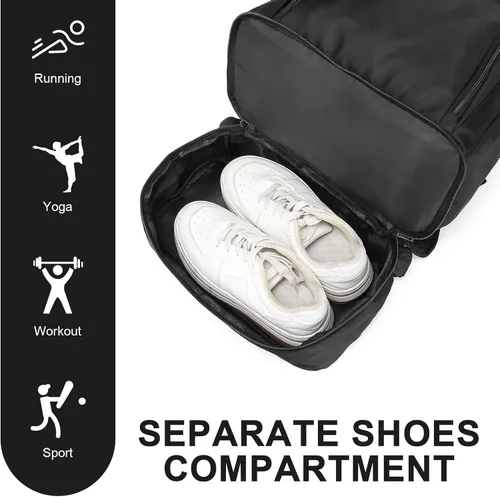 Vista 2 de seyfocnia Mochila de gimnasio para hombres, bolsa de gimnasio con compartimento para zapatos, mochila ligera para viajes, entrenamiento, deportes