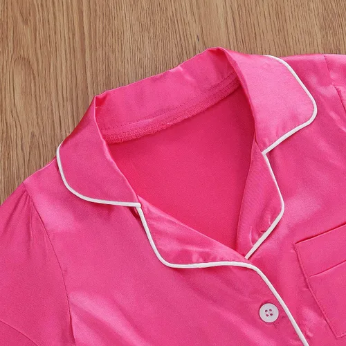Vista 22 de Conjunto de pijama de manga larga con botones para niña pequeña, conjunto de ropa de dormir