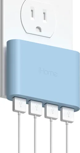 Vista 15 de iHome Cargador de pared USB delgado de 2 puertos, adaptador plano del enchufe del viaje del multipuerto Dual USB-A ports, 2.4A Rapid Charge