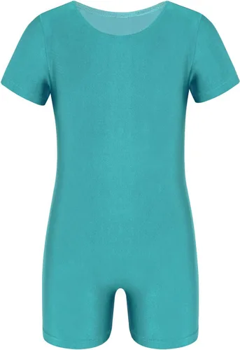 Vista 9 de Leotardo de ballet de manga corta para niños y niñas, pantalones cortos de gimnasia Negro