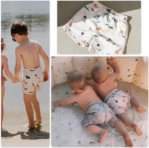 Vista 19 de Traje de baño para niños, ropa de playa de secado rápido, pantalones cortos de natación para niños pequeños, traje de baño a rayas, traje de baño