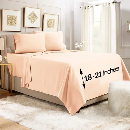 Vista 26 de Empyrean - Juego de 4 sábanas bajeras de bolsillo extra profundo de 110 GSM, juego de 4 sábanas de bolsillo extra profundo de 110 GSM, sábanas