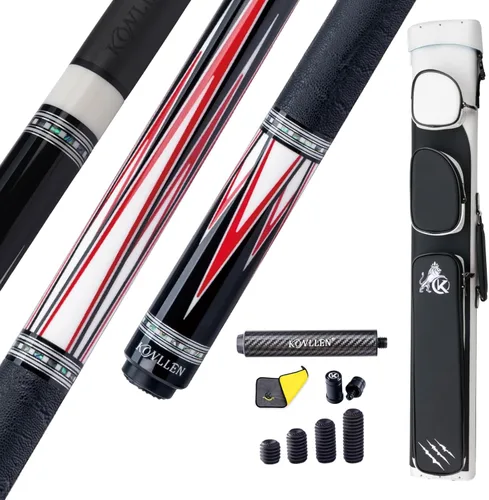 Vista 12 de KONLLEN Carbon Fiber Pool Cue Hand-Inlaid Design Low Deflection 58 Inch Azul-0.5 in