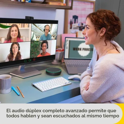 Vista 5 de Jabra Speak2 75 SE (segunda edición) Altavoz inalámbrico Bluetooth – 4 micrófonos con cancelación de ruido, altavoces de 2.559 in – Nueva función