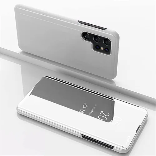 Vista 9 de LEMAXELERS Funda compatible con Galaxy S22 Ultra con diseño de espejo transparente, estilo libro, carcasa protectora ultradelgada con función atril