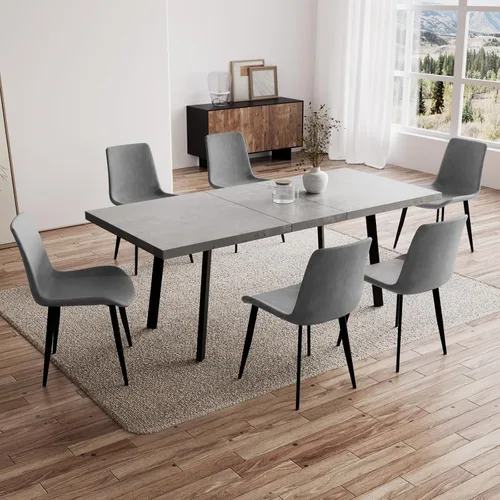 Vista 25 de Zerifevni 47.2"- 62.9" Extendable Dining Table Set of 5 Kitchen Table with 4 Dining Chairs, Modern Gray Wood Grain, Waterproof Scratchproof for