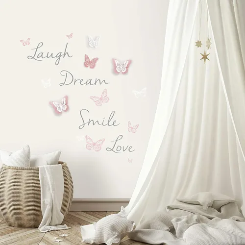 Vista 4 de RoomMates RMK3173SCS Butterfly Dream - Calcomanías de pared con mariposas recortadas en 3D, color rosa