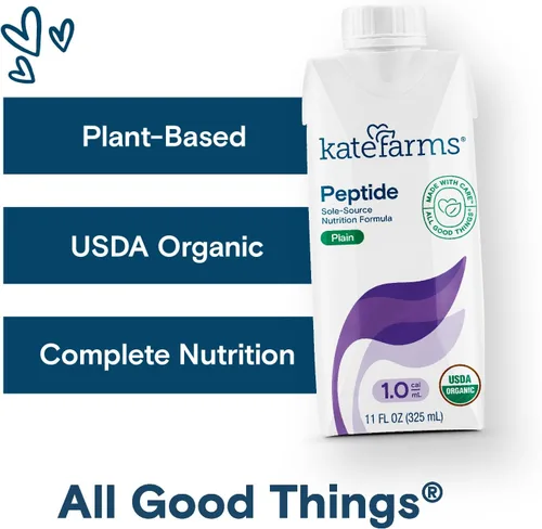 Vista 3 de KATE FARMS Péptido orgánico para adultos 1.0 fórmula, fuente única, nutrición hidrolizada a base de plantas para alimentación oral o por tubo, 11