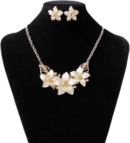 Vista 7 de Zittop Juego de collar y pendientes chapados en oro para mujer