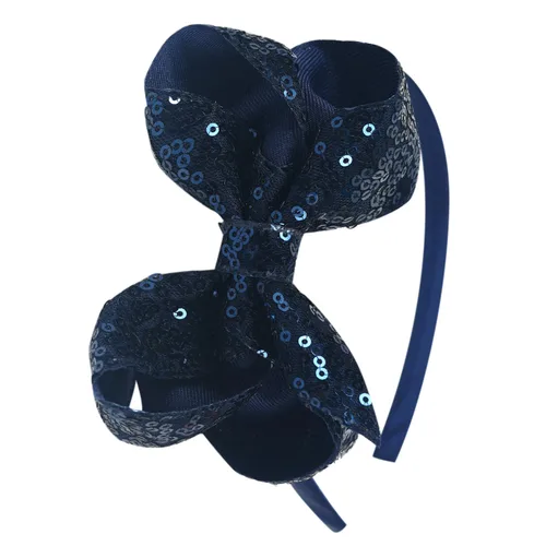 Vista 10 de Diademas con lazo para el pelo con lentejuelas brillantes, lazos de cinta para niñas, niños y mujeres (negro)