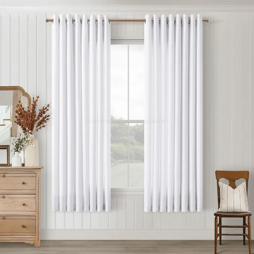 Vista 88 de Cortinas de avena con ojales DUKIYO de 96 pulgadas de largo para sala de estar, comedor, juego de 2 paneles, cortinas de arena y beige