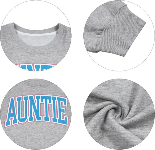 Vista 5 de Sudadera de manga larga con cuello redondo para mujer con estampado de letras de tía