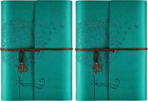Vista 14 de OMEYA Diario de cuero recargable para mujer: A5, papel rayado de 3.53 oz/m² Azul