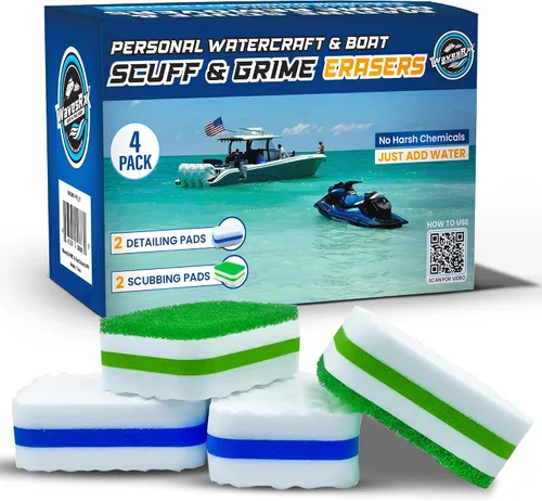 Vista 6 de WAVESRX Marine Scuff and Dirt Eraser Sponges for Boats, Jet Ski & PWC Magic Cleaning Pads Effortlessly Remove Deck Marks, Scratches, Black Streaks