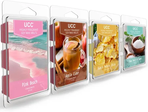 Vista 12 de UCC Cera derretida, cubos de cera de soja, aroma fuerte de larga duración, mezcla perfumada prémium para derretir tartas, romero menta, rosa